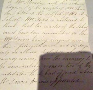 Copy of a note from 1834 from Archdeacon Todd to Archbishop of York