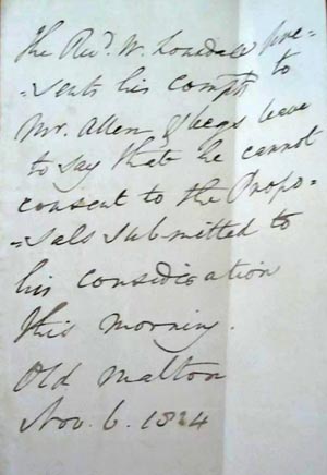 Reply to Mr Allen's proposed solution to the situation of the Master in 1834